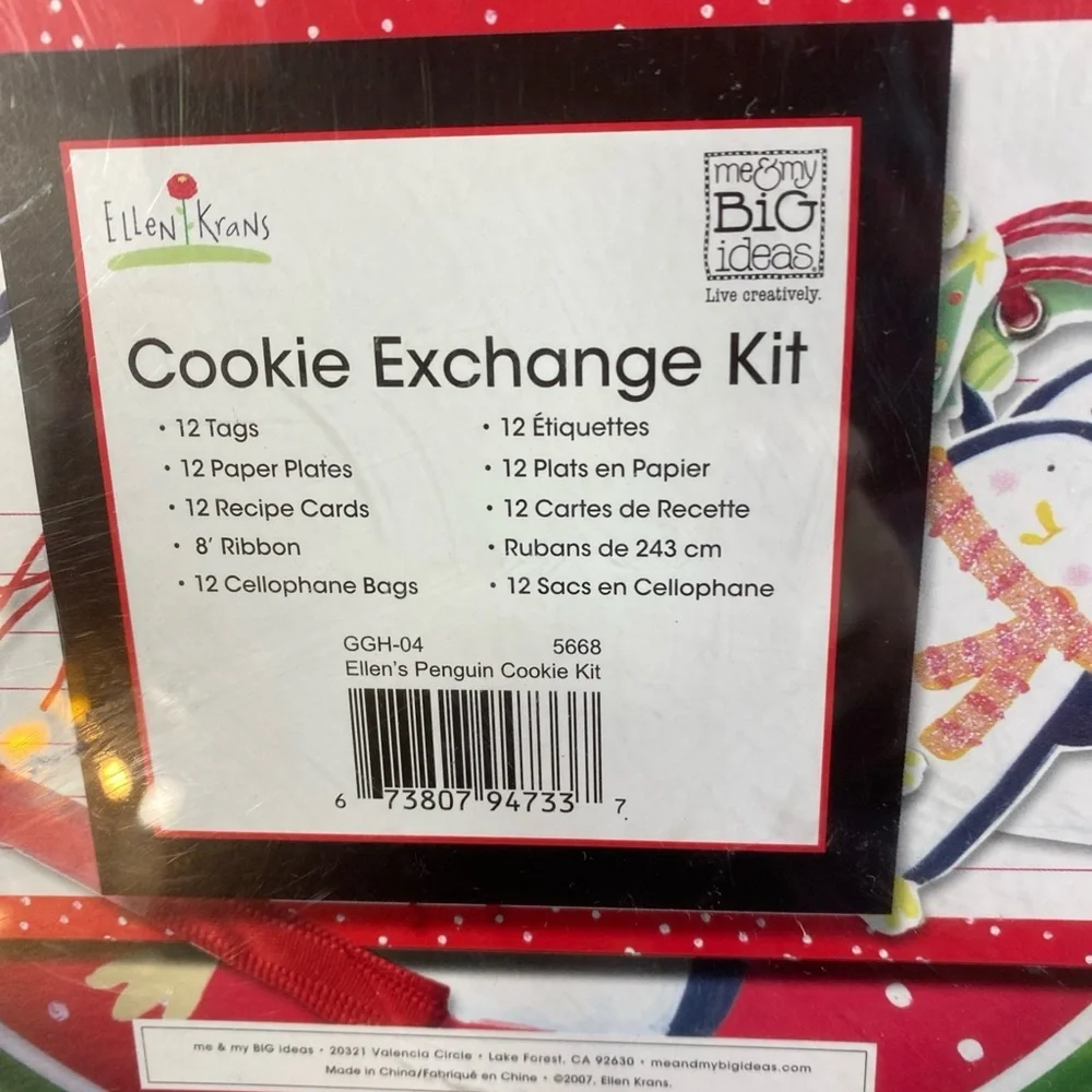 Cookie Exchange Kit Christmas Holiday Tin‎ Ellen Krans Plates Tags Ribbon Bags